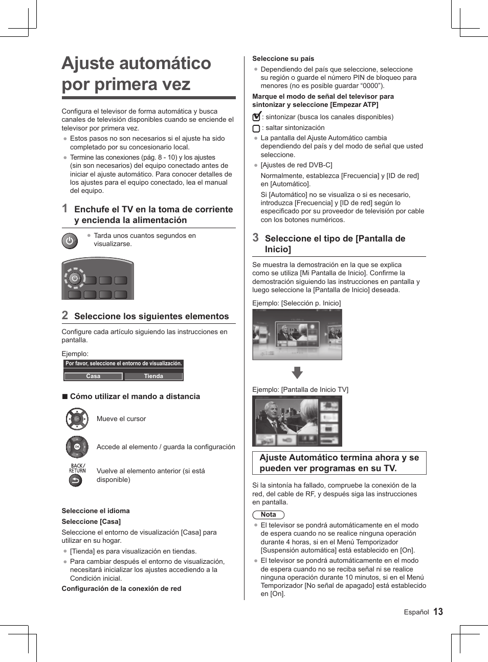 Ajuste automático por primera vez | Panasonic TX32AS520E User Manual | Page 215 / 224