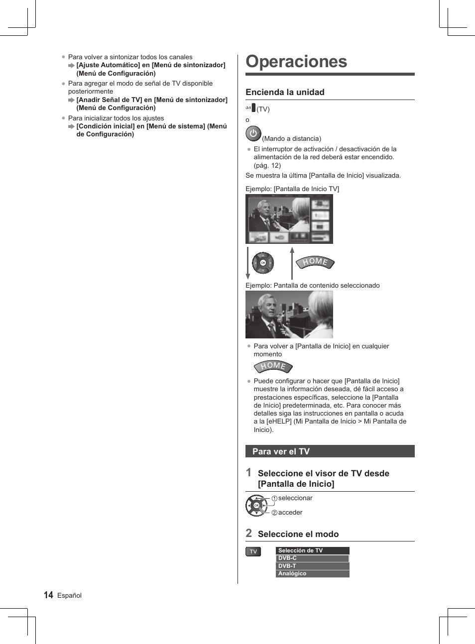 Operaciones | Panasonic TX32AS520E User Manual | Page 216 / 224