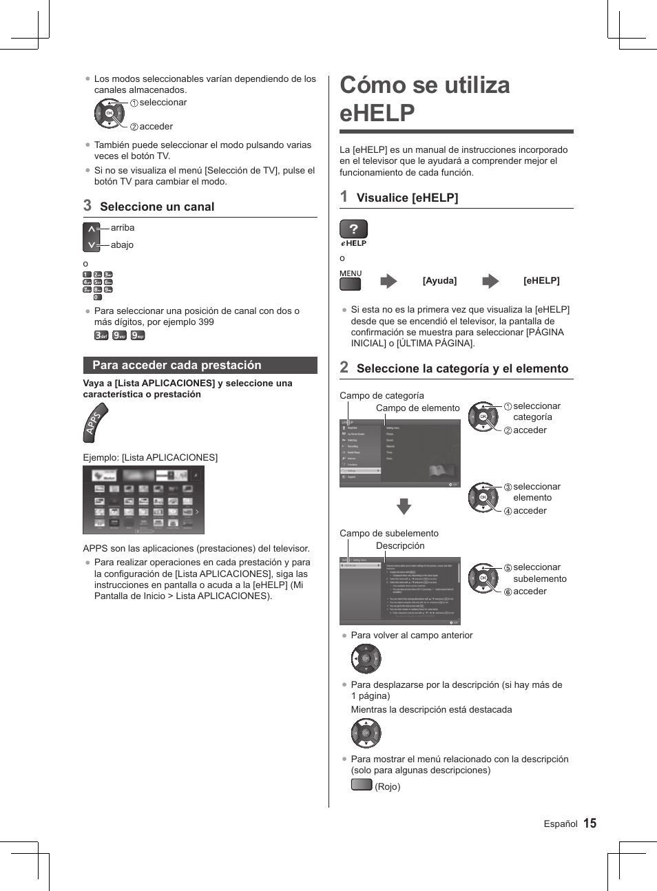Cómo se utiliza ehelp | Panasonic TX32AS520E User Manual | Page 217 / 224