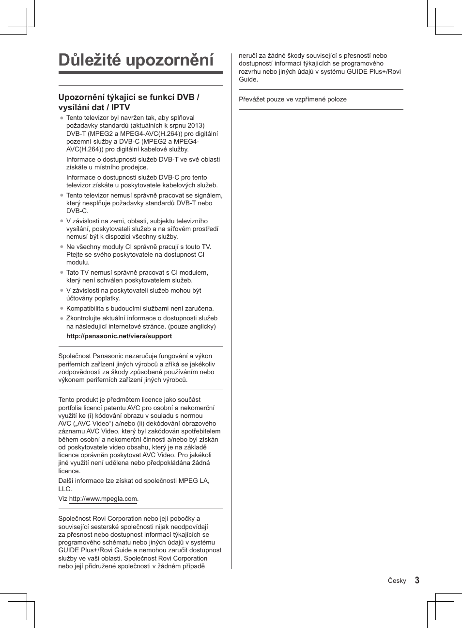 Důležité upozornění | Panasonic TX32AS520E User Manual | Page 25 / 224