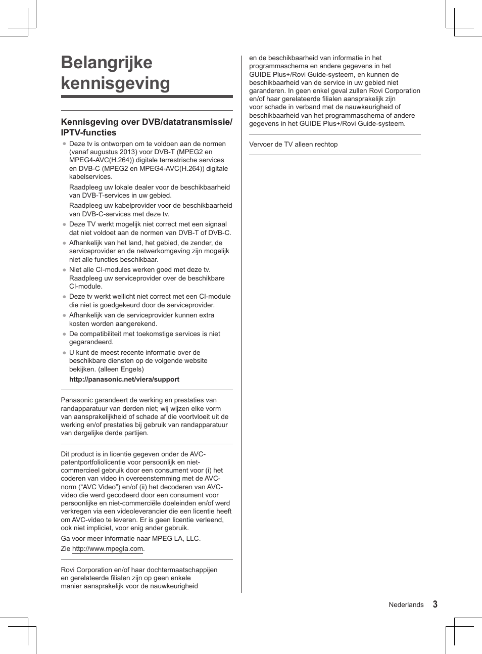 Belangrijke kennisgeving | Panasonic TX32AS520E User Manual | Page 45 / 224