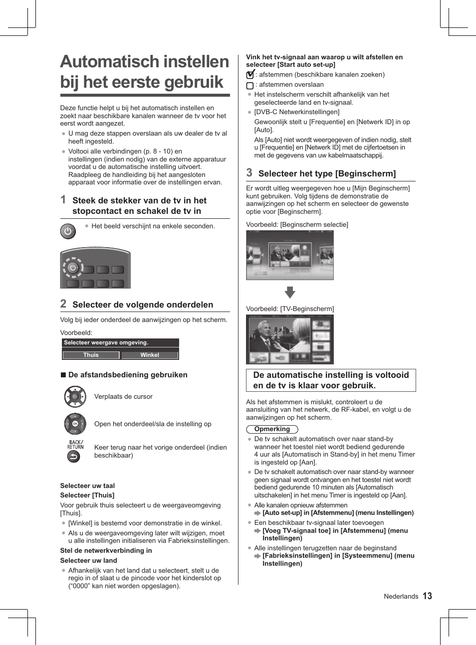 Automatisch instellen bij het eerste gebruik | Panasonic TX32AS520E User Manual | Page 55 / 224