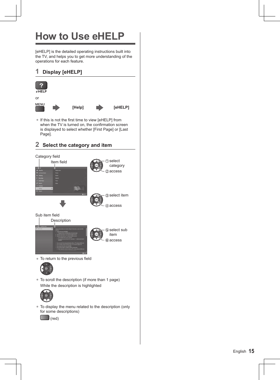 How to use ehelp | Panasonic TX32AS520E User Manual | Page 77 / 224
