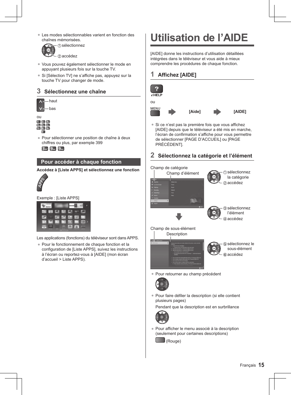 Utilisation de l’aide | Panasonic TX32AS520E User Manual | Page 97 / 224