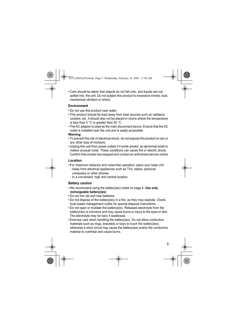 Panasonic KXTCA120EX User Manual | Page 5 / 60