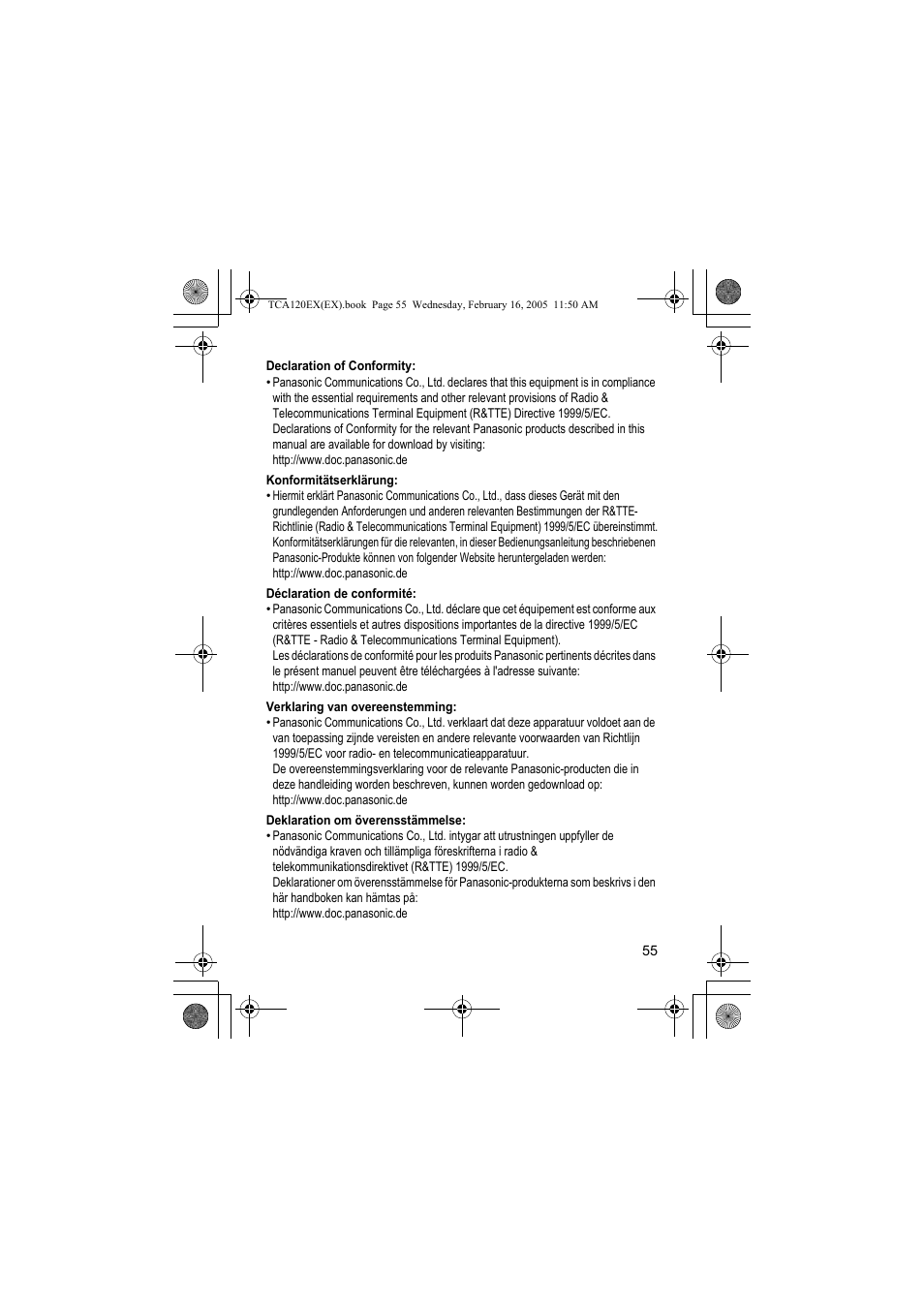 Panasonic KXTCA120EX User Manual | Page 55 / 60