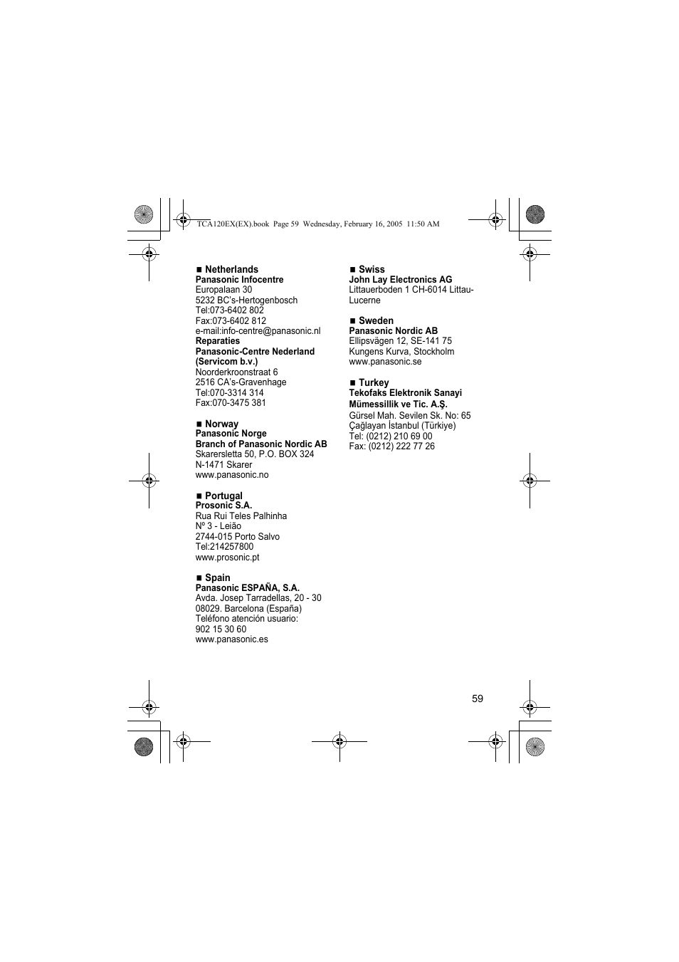 Panasonic KXTCA120EX User Manual | Page 59 / 60