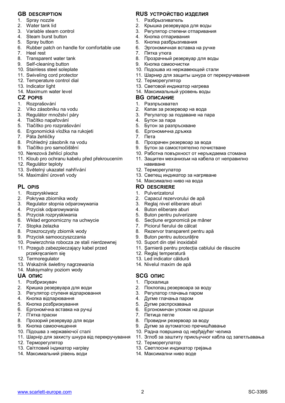 Scarlett SC-339S User Manual | Page 2 / 28