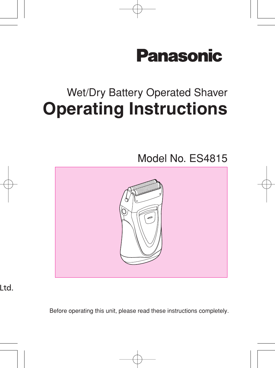 Panasonic ES4815 User Manual | 60 pages