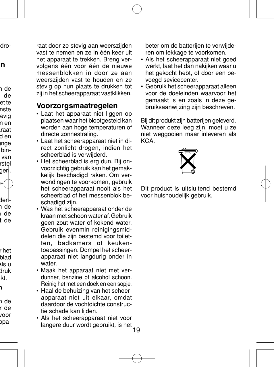 Voorzorgsmaatregelen | Panasonic ES4815 User Manual | Page 19 / 60