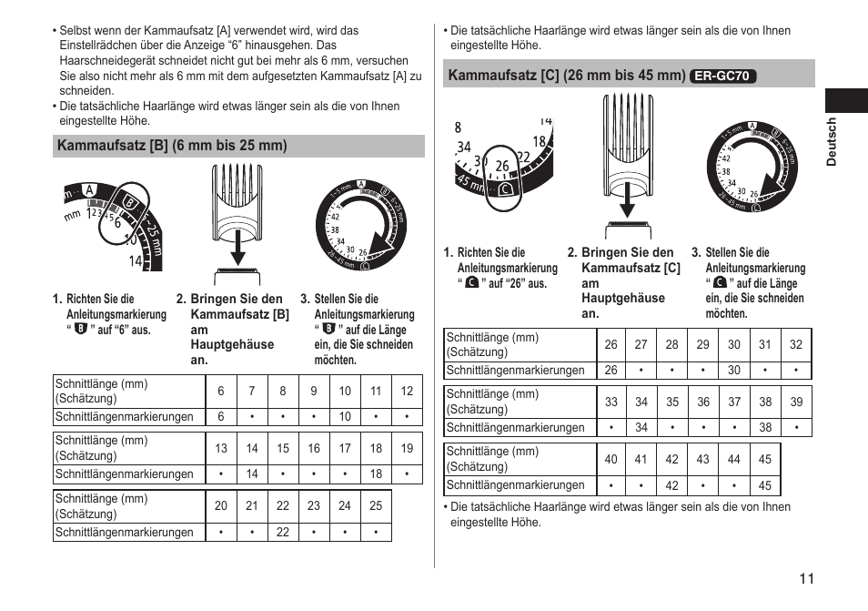 Panasonic ERGC70 User Manual | Page 11 / 120