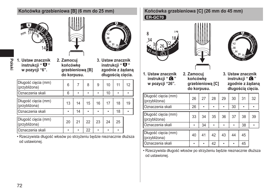 Panasonic ERGC70 User Manual | Page 72 / 120