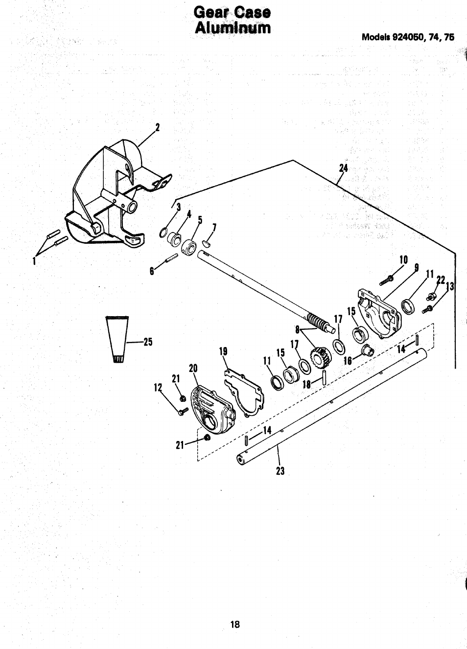 Gear case, Alumlmiin | Ariens SNO-THRO 924 User Manual | Page 20 / 29