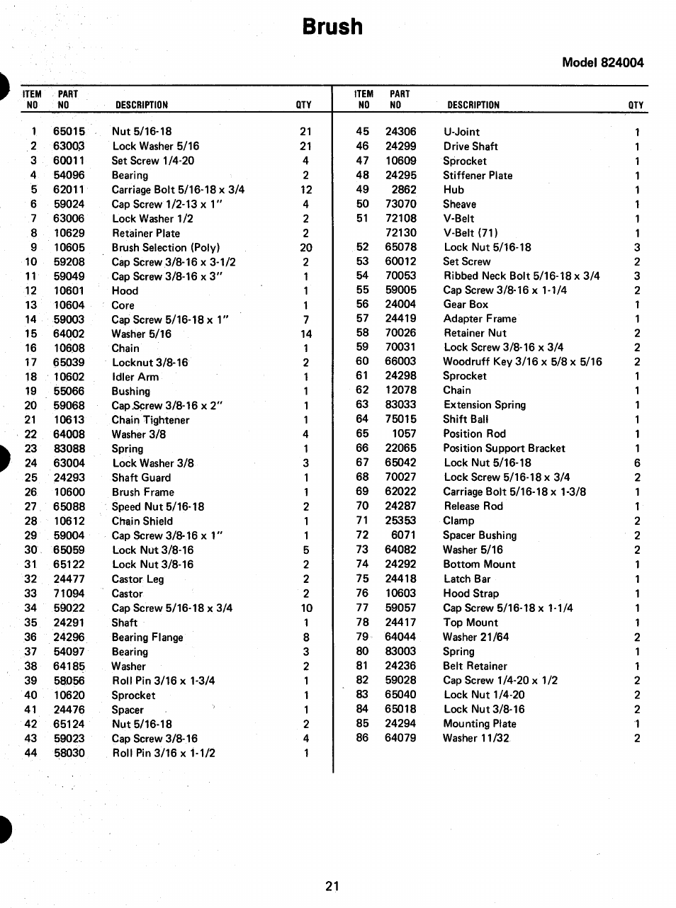 Brush | Ariens SNO-THRO 924 User Manual | Page 23 / 29