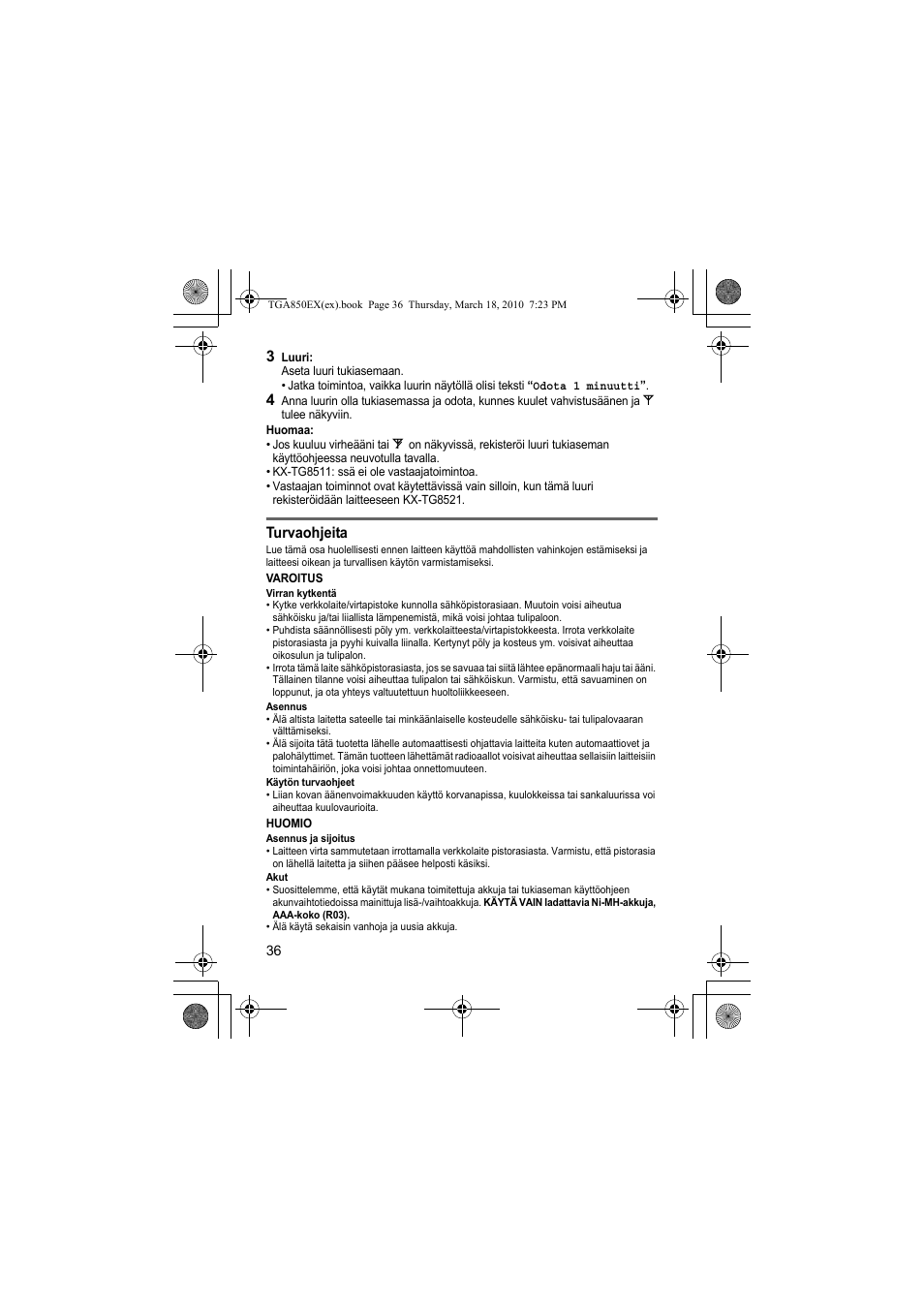 Panasonic KXTGA850EX User Manual | Page 36 / 72