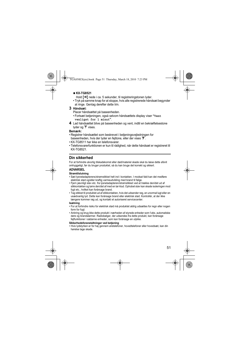 Panasonic KXTGA850EX User Manual | Page 51 / 72