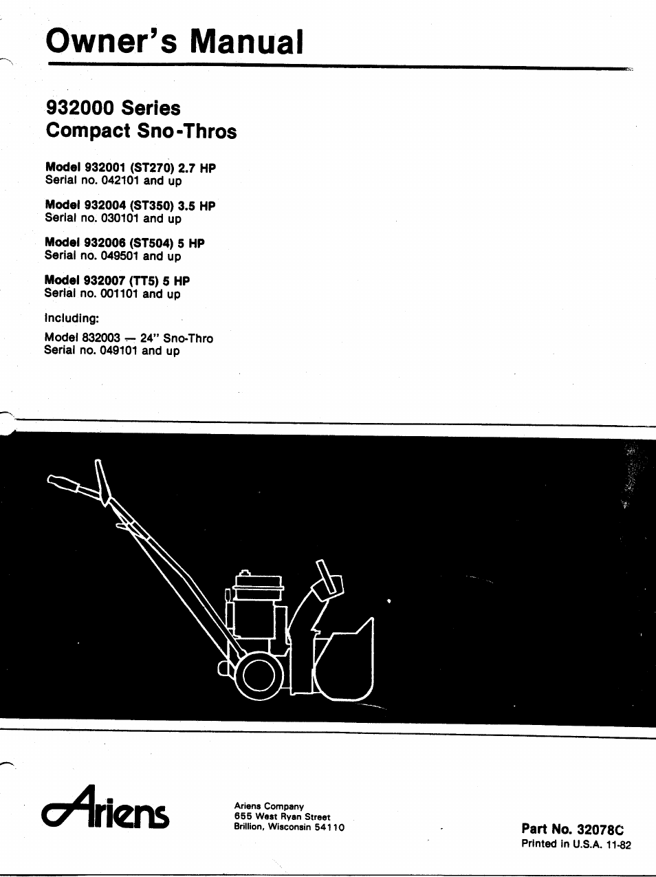 Ariens 932007 User Manual | 16 pages