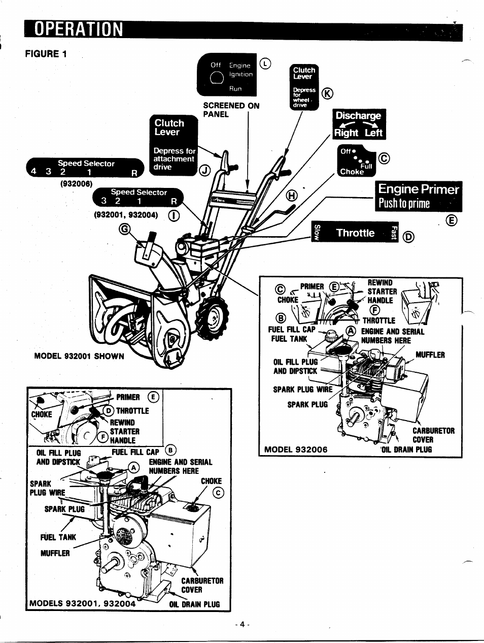 Operation, Push to prime, Engine primer | Ariens 932007 User Manual | Page 4 / 16