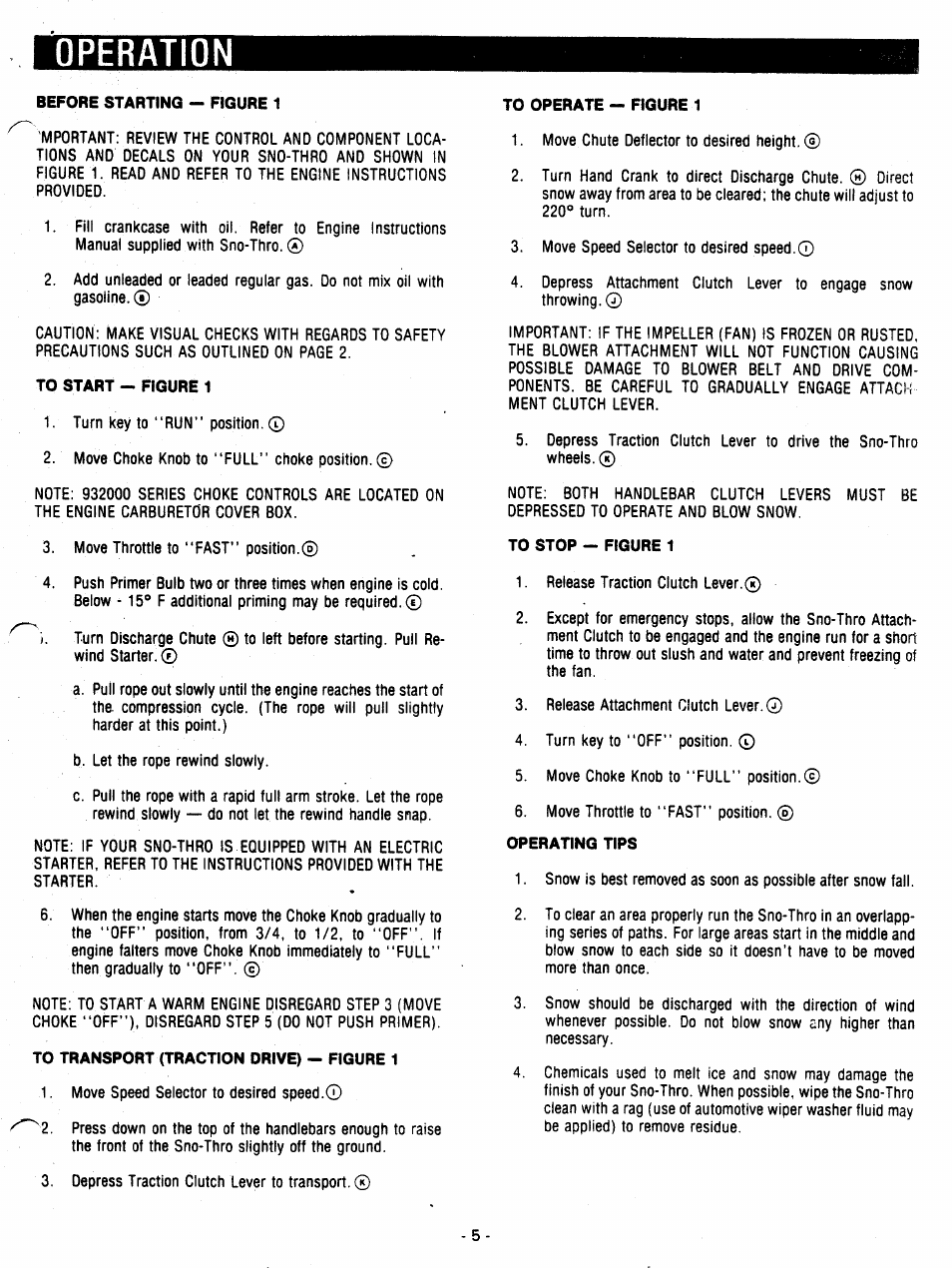 Operating tips, Before starting — figure 1 | Ariens 932007 User Manual | Page 5 / 16