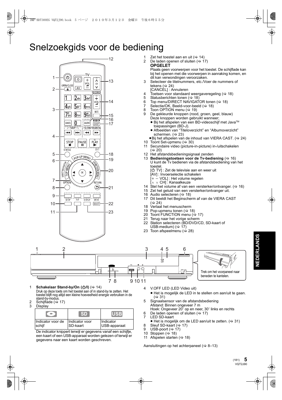 Snelzoekgids voor de bediening | Panasonic DMPBDT300EG User Manual | Page 181 / 288