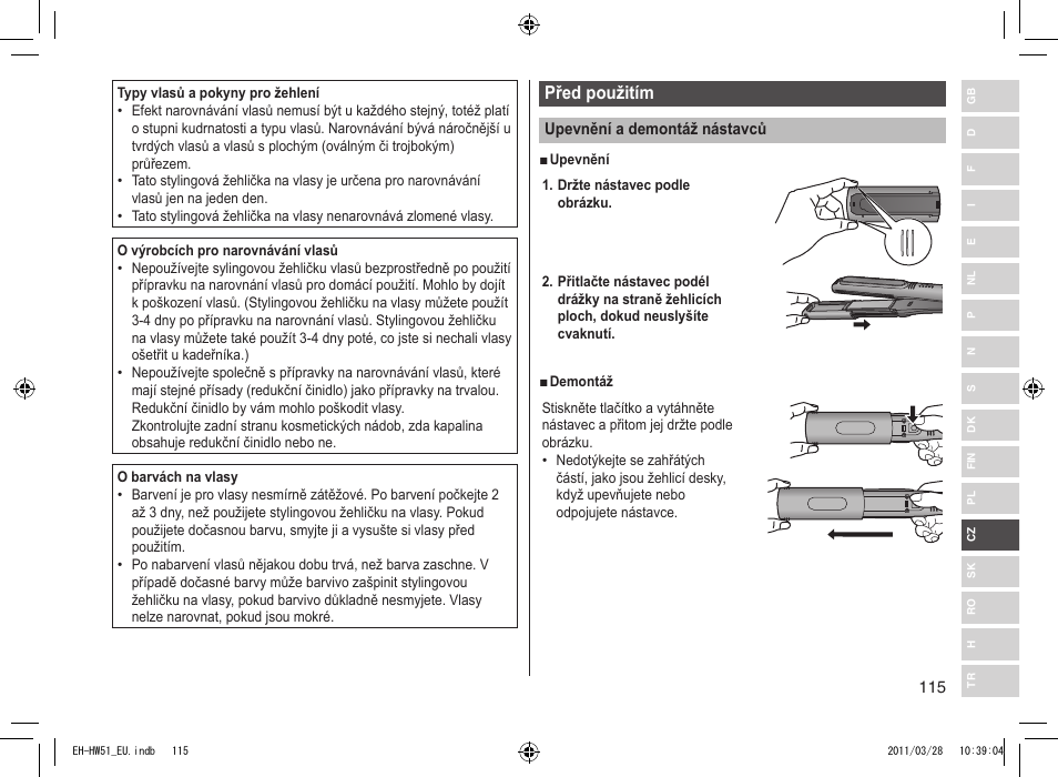 Před použitím | Panasonic EHHW51 User Manual | Page 115 / 162