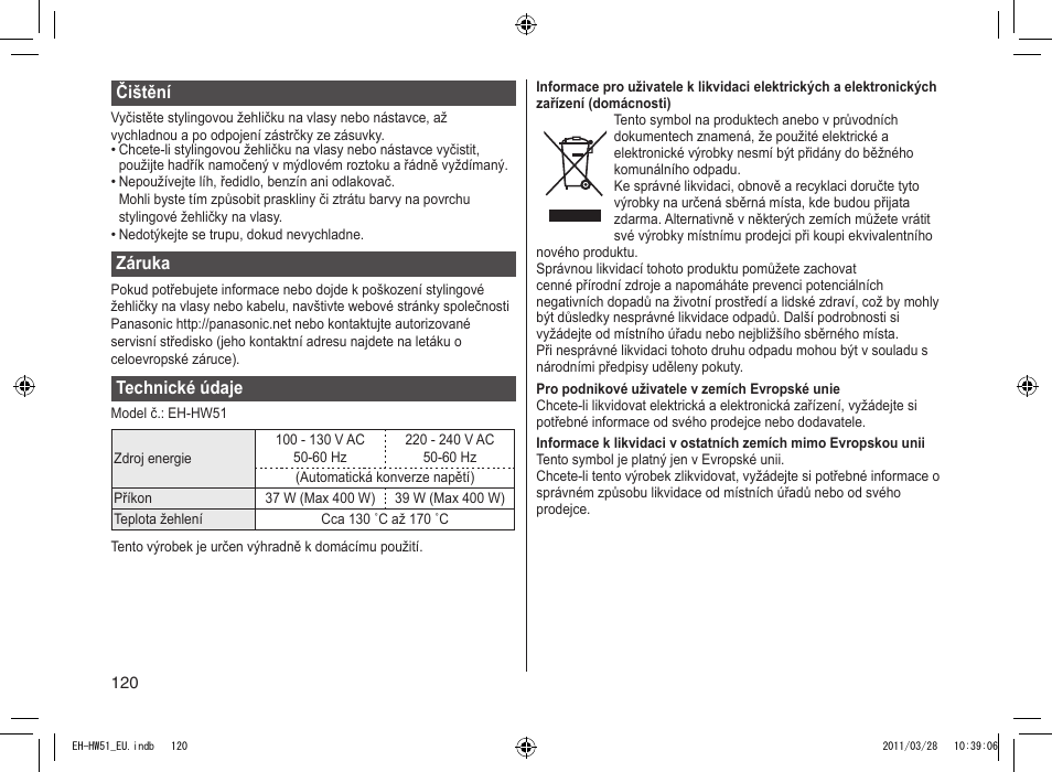 Panasonic EHHW51 User Manual | Page 120 / 162