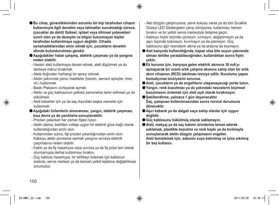 Panasonic EHHW51 User Manual | Page 150 / 162