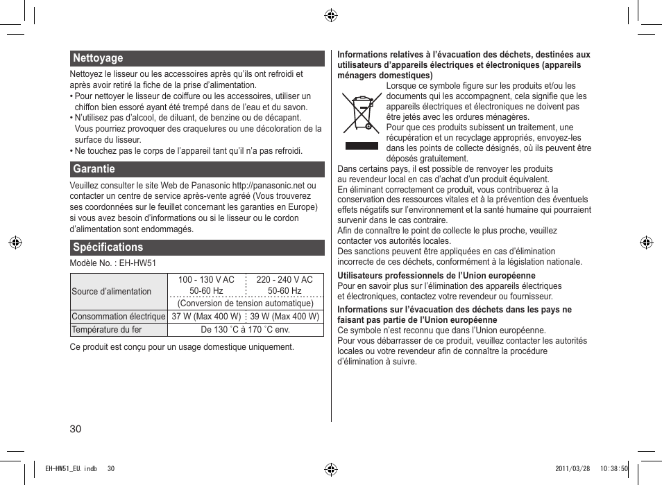 Panasonic EHHW51 User Manual | Page 30 / 162