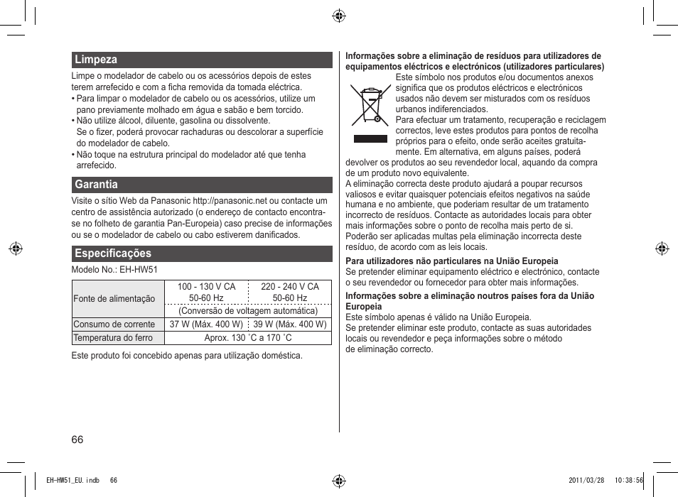 Panasonic EHHW51 User Manual | Page 66 / 162