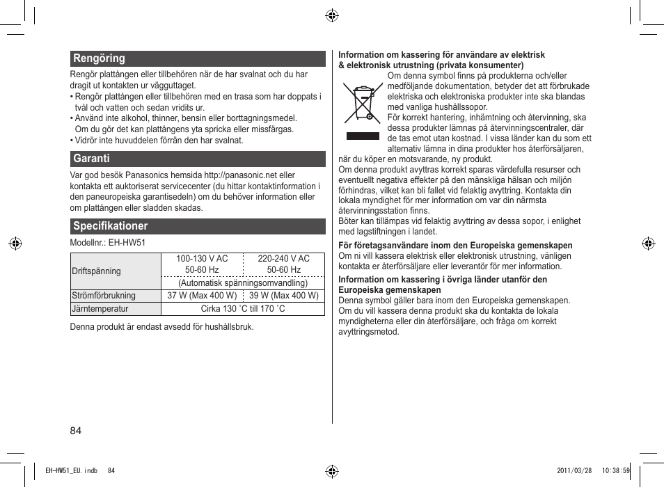 Panasonic EHHW51 User Manual | Page 84 / 162