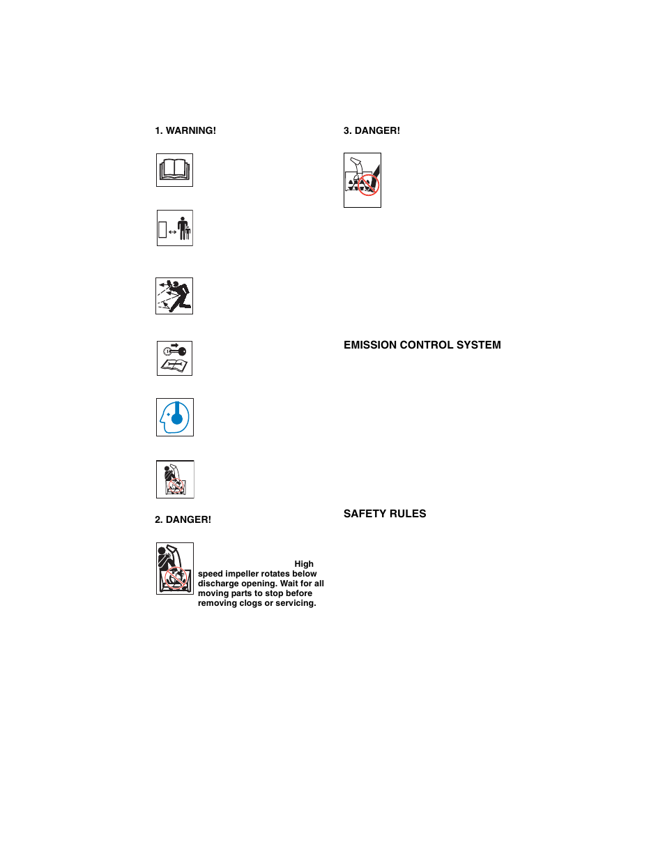 Emission control system, Safety rules | Ariens sno-tek 920401 User Manual | Page 5 / 34