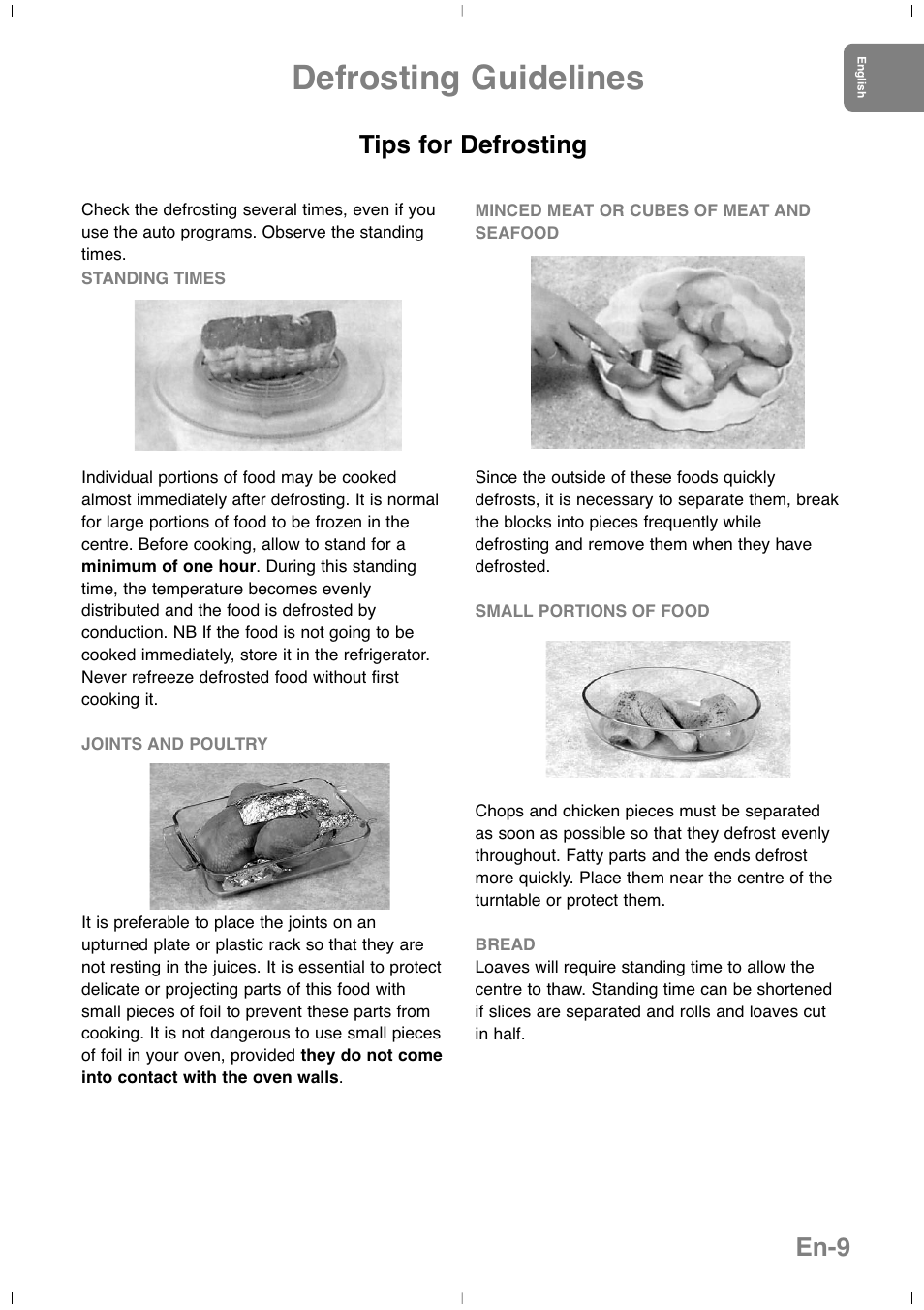 Defrosting guidelines, En-9, Tips for defrosting | Panasonic NNSD279SEPG User Manual | Page 11 / 213