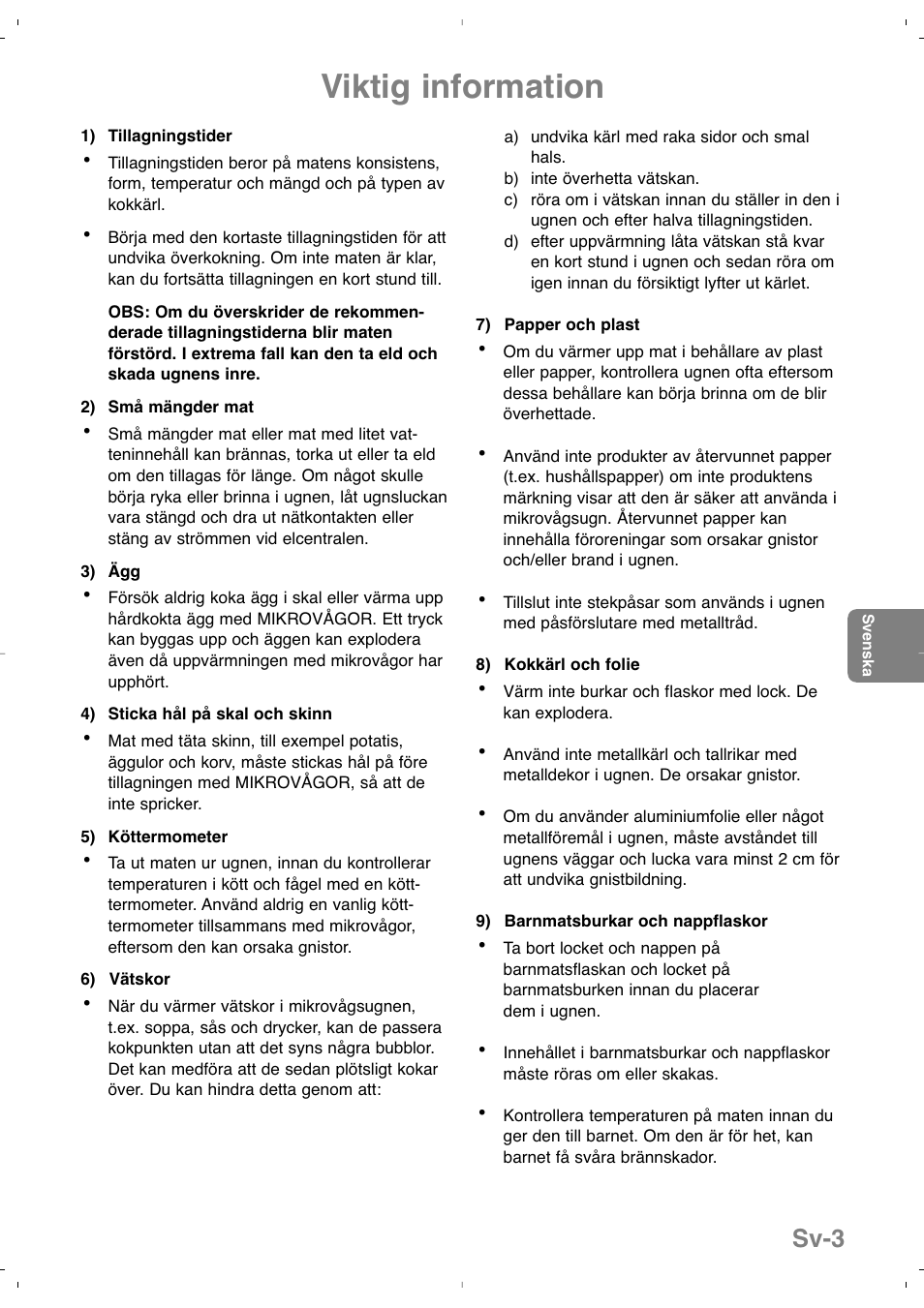 Viktig information, Sv-3 | Panasonic NNSD279SEPG User Manual | Page 117 / 213