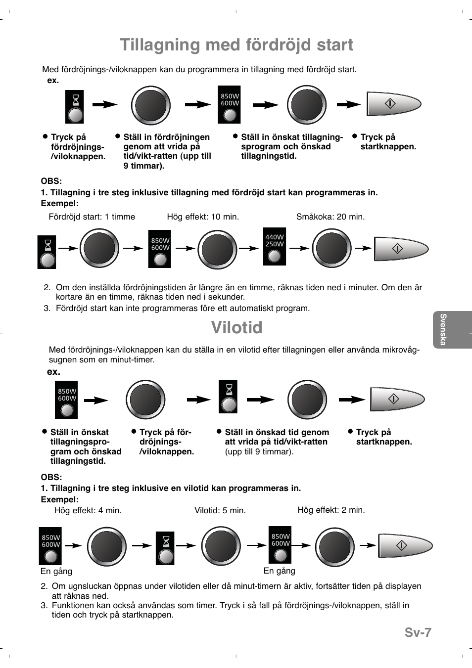 Tillagning med fördröjd start, Vilotid, Sv-7 | Panasonic NNSD279SEPG User Manual | Page 121 / 213