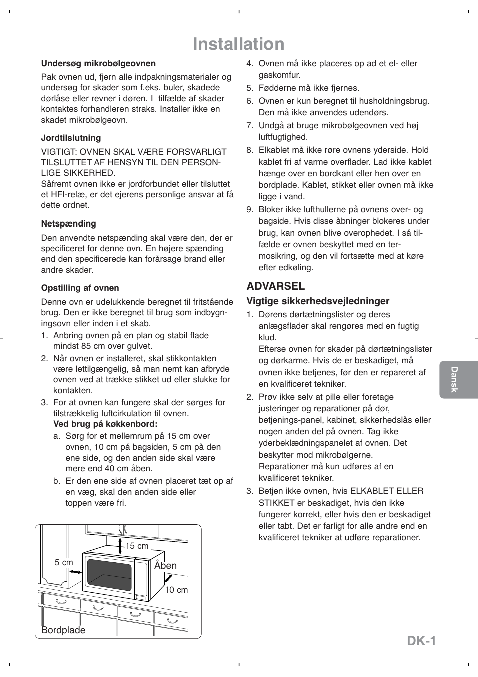 Installation, Dk-1 | Panasonic NNSD279SEPG User Manual | Page 129 / 213