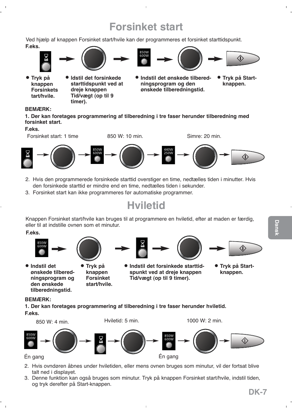 Forsinket start, Hviletid, Dk-7 | Panasonic NNSD279SEPG User Manual | Page 135 / 213