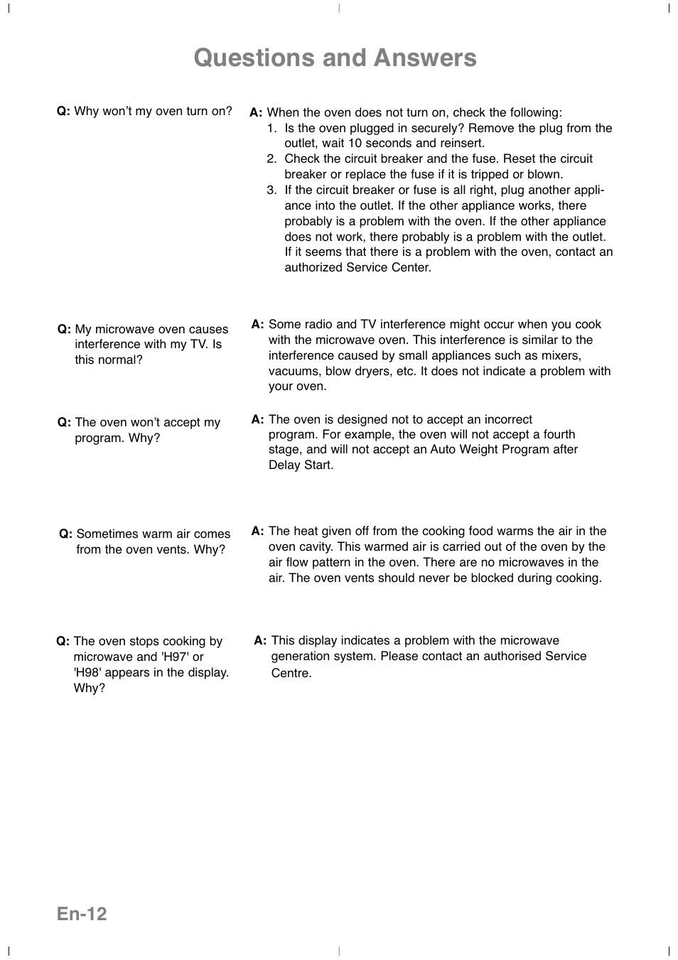 Questions and answers, En-12 | Panasonic NNSD279SEPG User Manual | Page 14 / 213