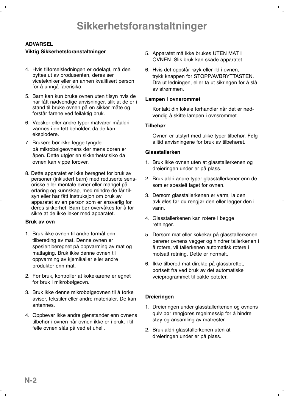 Sikkerhetsforanstaltninger | Panasonic NNSD279SEPG User Manual | Page 144 / 213