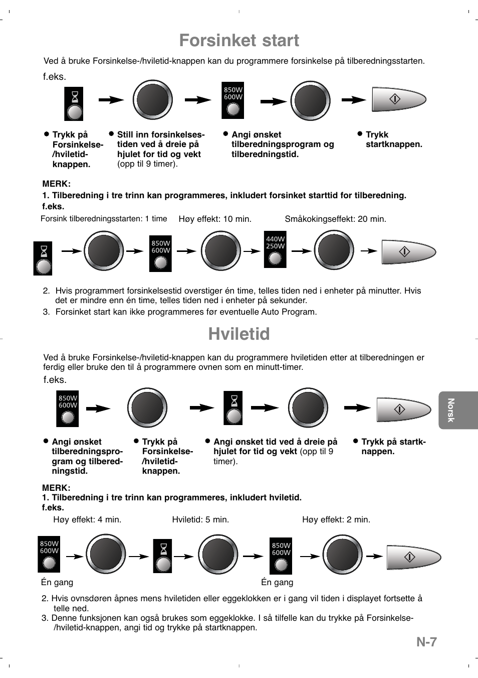 Forsinket start, Hviletid | Panasonic NNSD279SEPG User Manual | Page 149 / 213