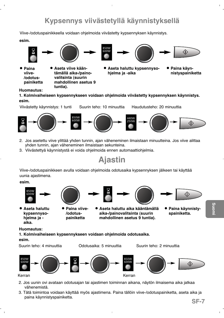 Ajastin, Kypsennys viivästetyllä käynnistyksellä, Sf-7 | Panasonic NNSD279SEPG User Manual | Page 163 / 213