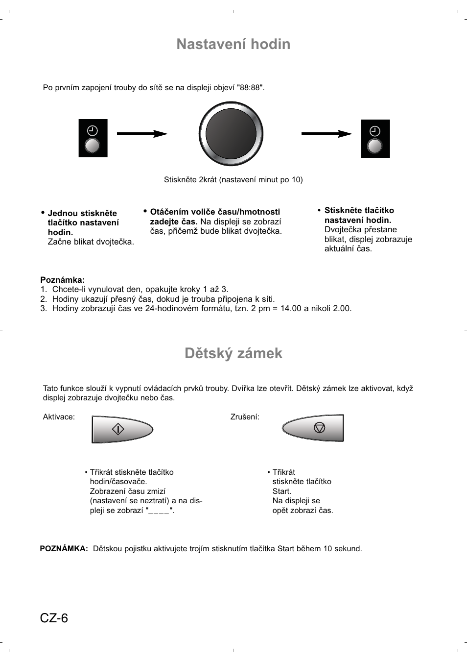 Nastavení hodin dětský zámek, Cz-6 | Panasonic NNSD279SEPG User Manual | Page 176 / 213