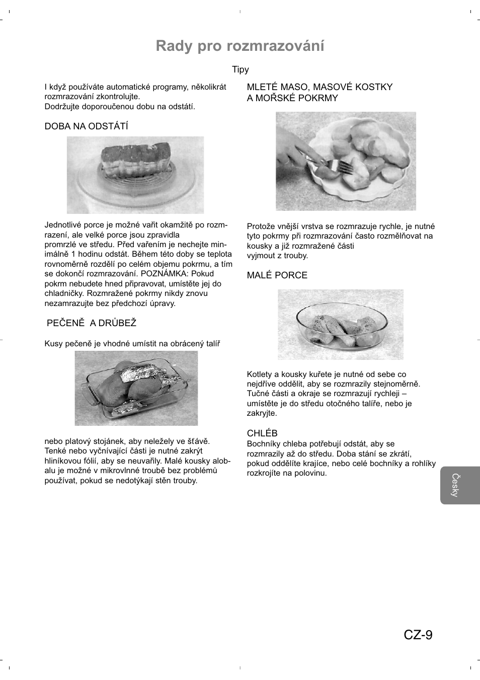 Rady pro rozmrazování, Cz-9 | Panasonic NNSD279SEPG User Manual | Page 179 / 213