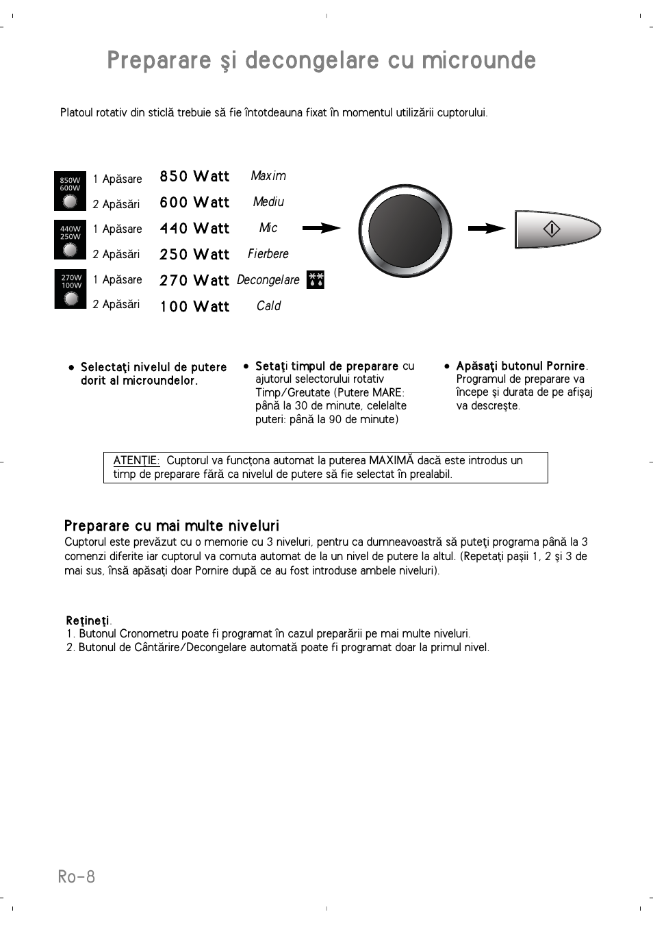 Preparare øi decongelare cu microunde, Ro-8 | Panasonic NNSD279SEPG User Manual | Page 192 / 213
