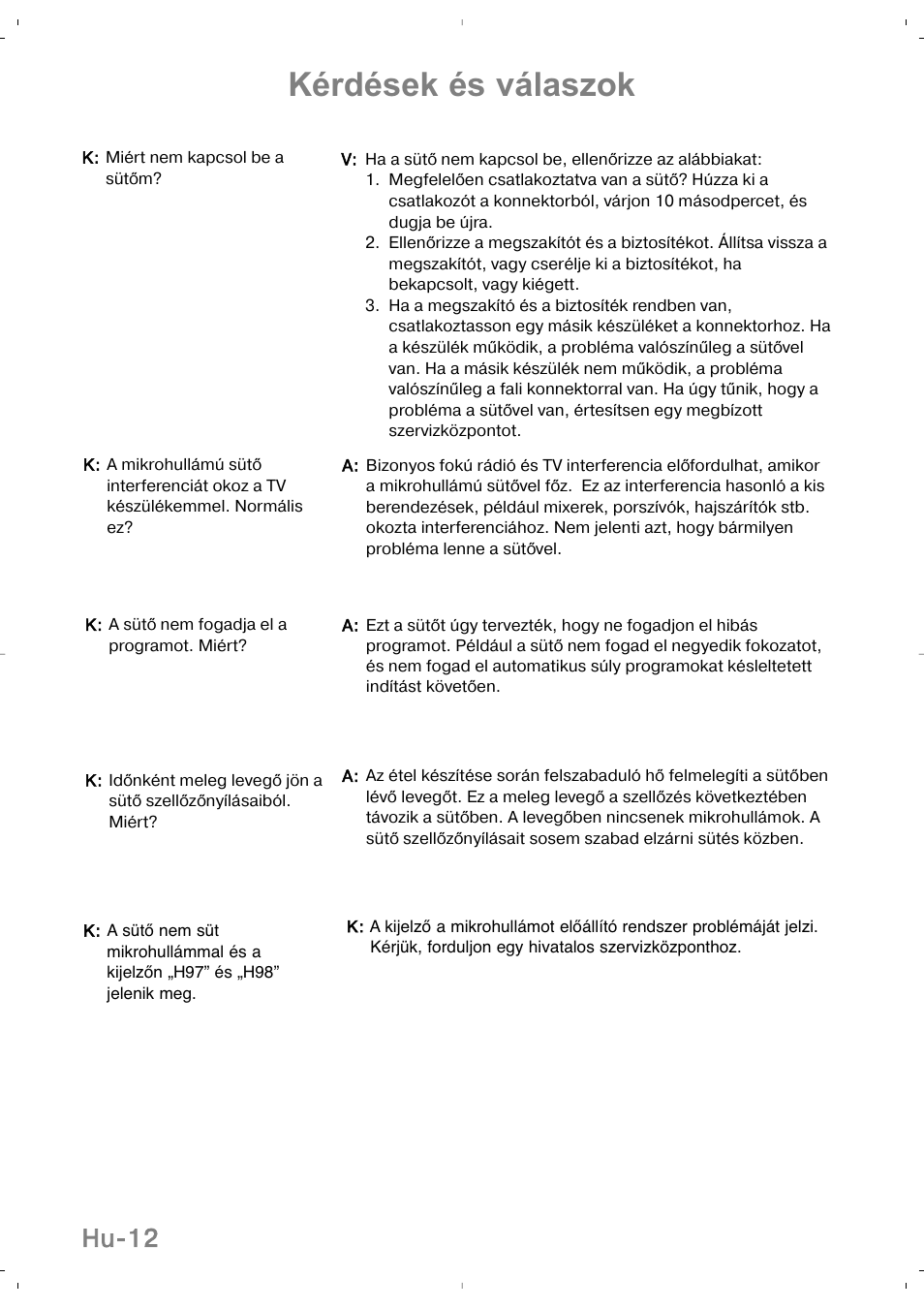 Kérdések és válaszok, Hu-12 | Panasonic NNSD279SEPG User Manual | Page 210 / 213