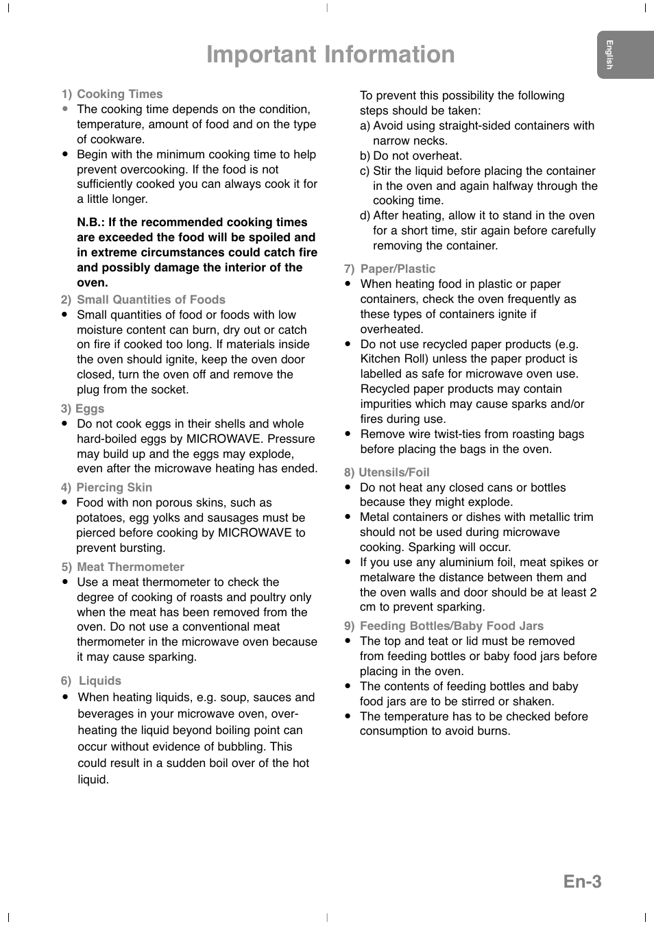 Important information, En-3 | Panasonic NNSD279SEPG User Manual | Page 5 / 213