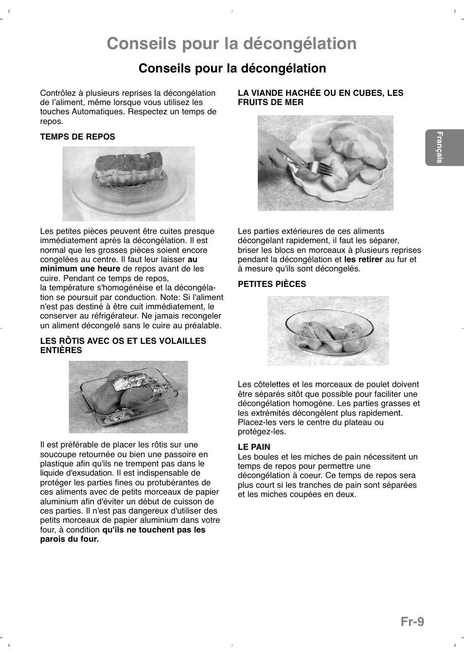 Fr-9, Conseils pour la décongélation | Panasonic NNSD279SEPG User Manual | Page 53 / 213