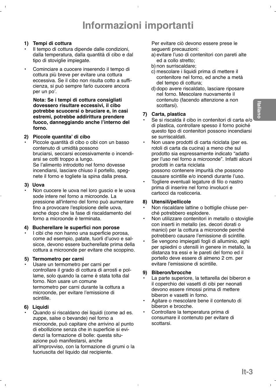 Informazioni importanti, It-3 | Panasonic NNSD279SEPG User Manual | Page 61 / 213