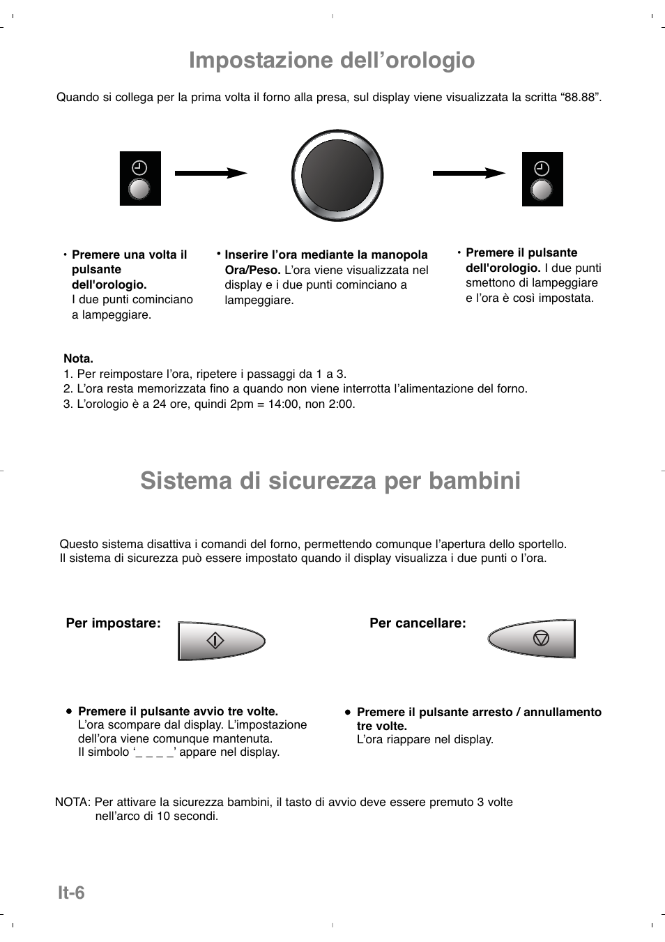 Sistema di sicurezza per bambini, Impostazione dellʼorologio, It-6 | Panasonic NNSD279SEPG User Manual | Page 64 / 213