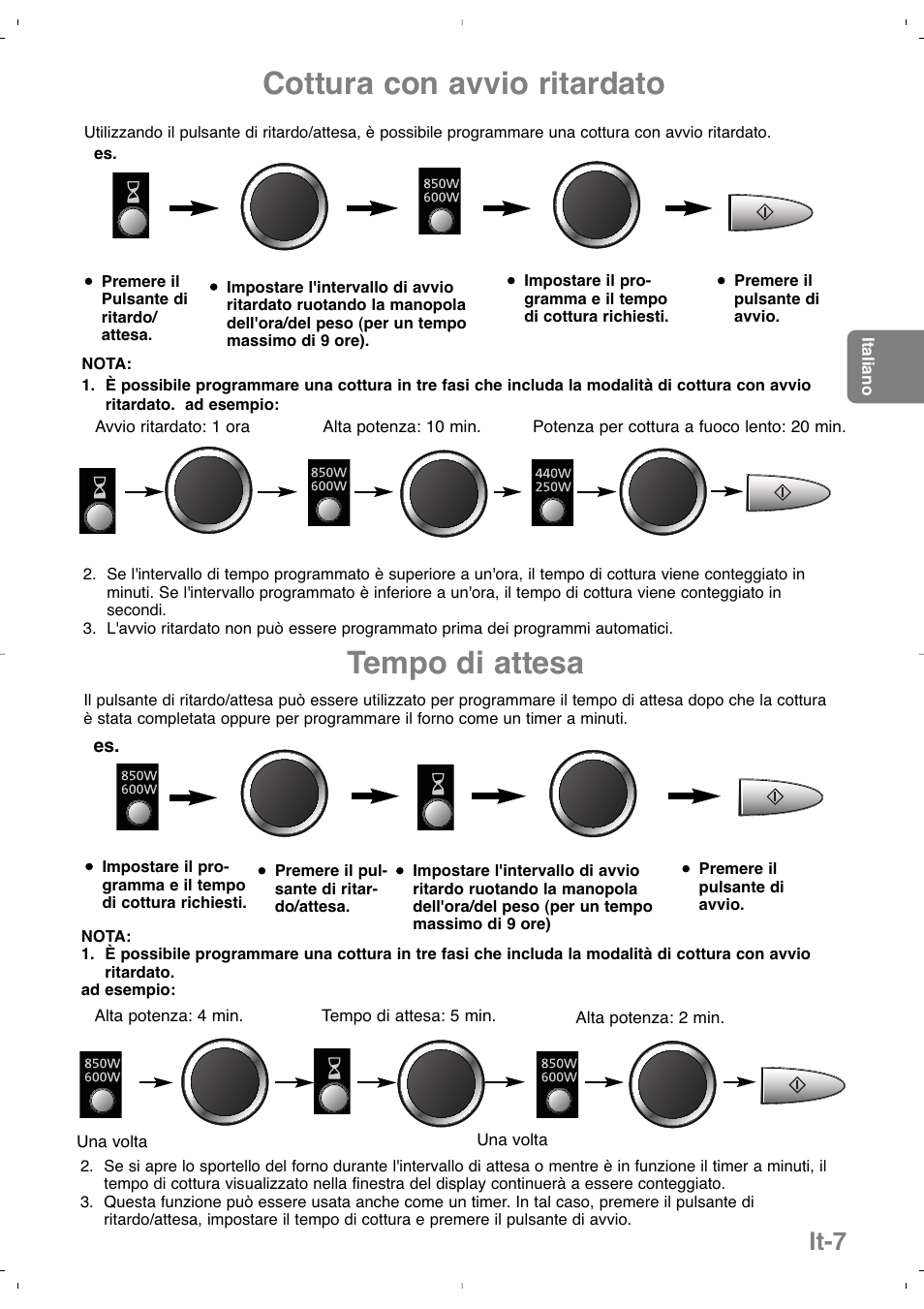 Cottura con avvio ritardato, Tempo di attesa, It-7 | Panasonic NNSD279SEPG User Manual | Page 65 / 213