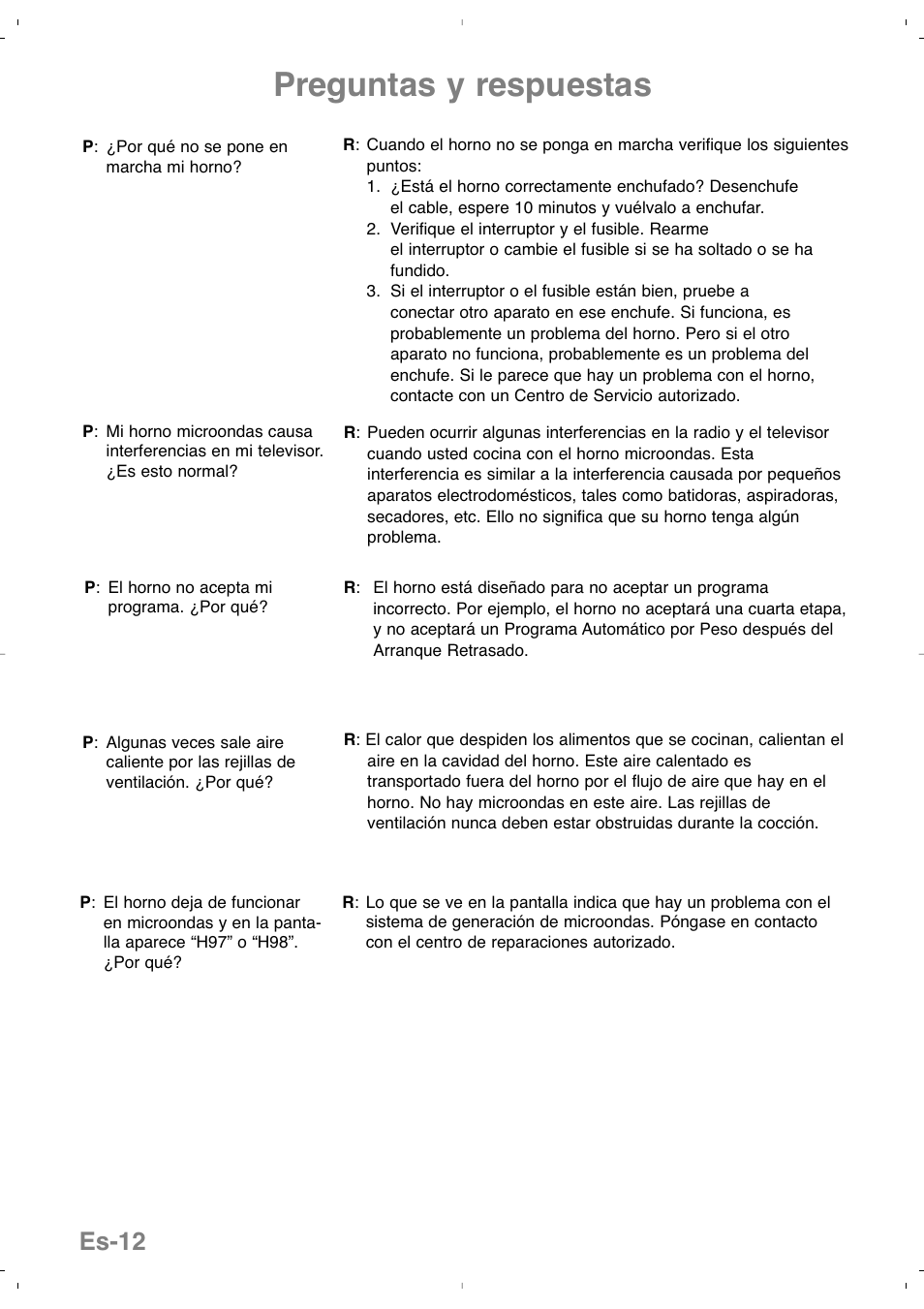 Preguntas y respuestas, Es-12 | Panasonic NNSD279SEPG User Manual | Page 84 / 213